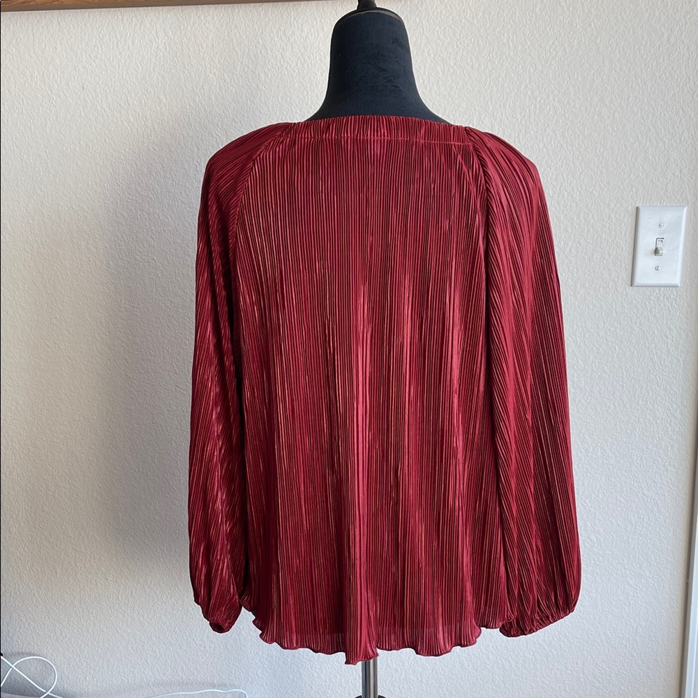 Chico's Rich Red Pleated Blouse - Picture 3 of 5